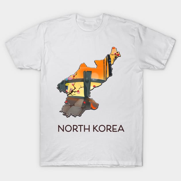 North Korea travel map T-Shirt by nickemporium1